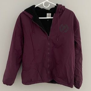 PINK Victoria's Secret Campus Anorak Jacket, XS/S, Sherpa Lined Maroon Small